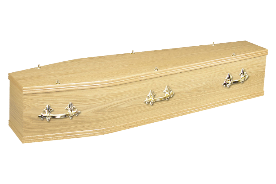 Traditional Square End Veneered Oak Coffin